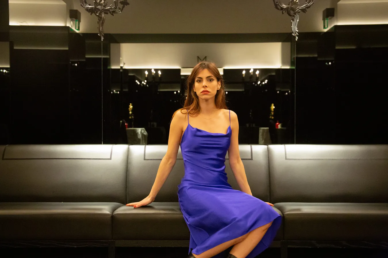 Cowl Neck Midi Silk Royal Blue Dress