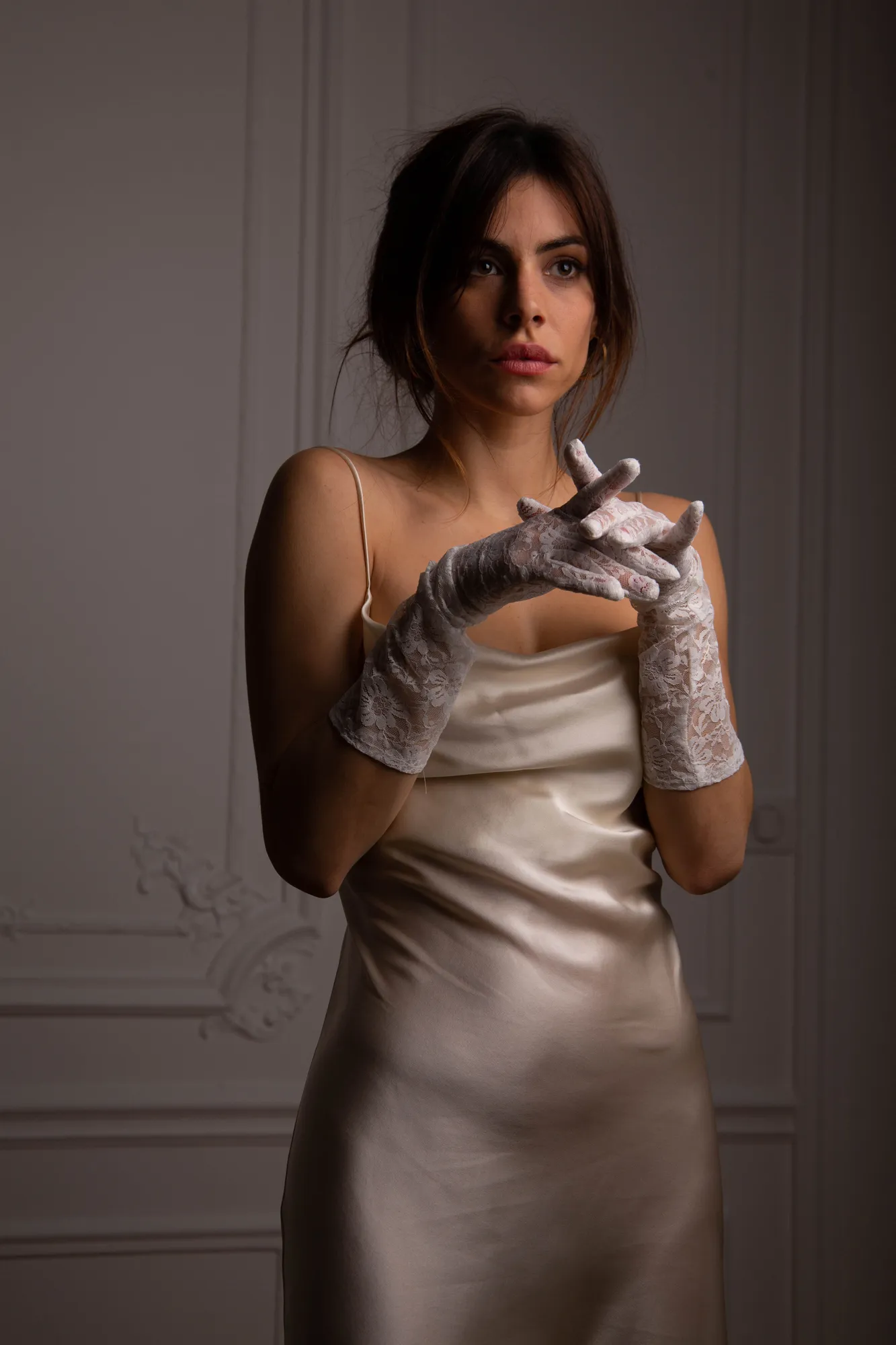 Cowl Neck Midi Silk Ivory Dress