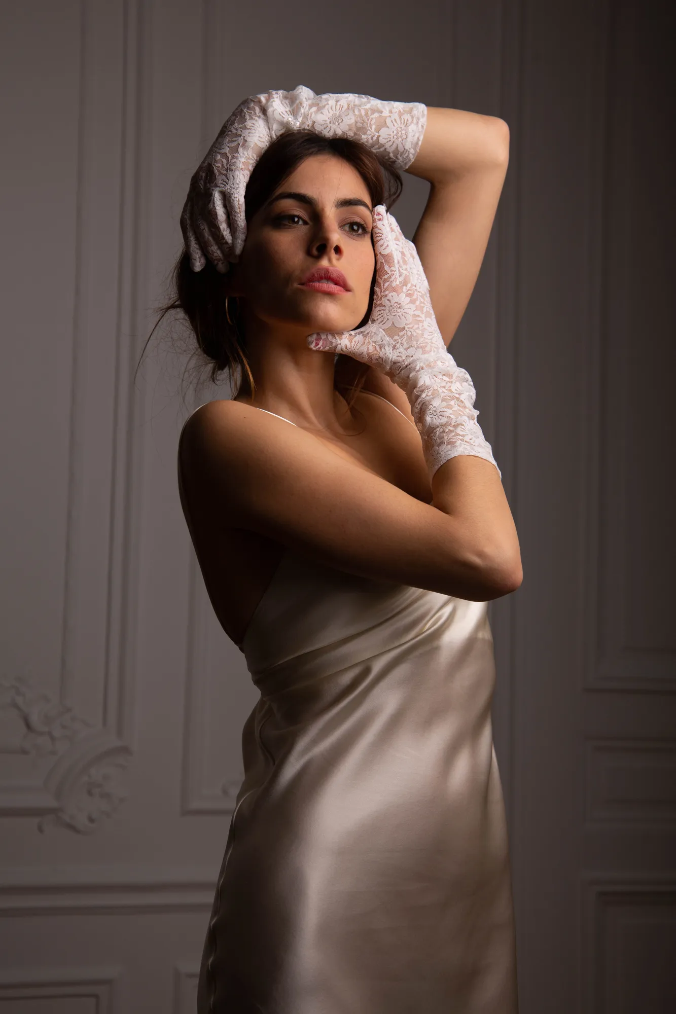 Cowl Neck Midi Silk Ivory Dress