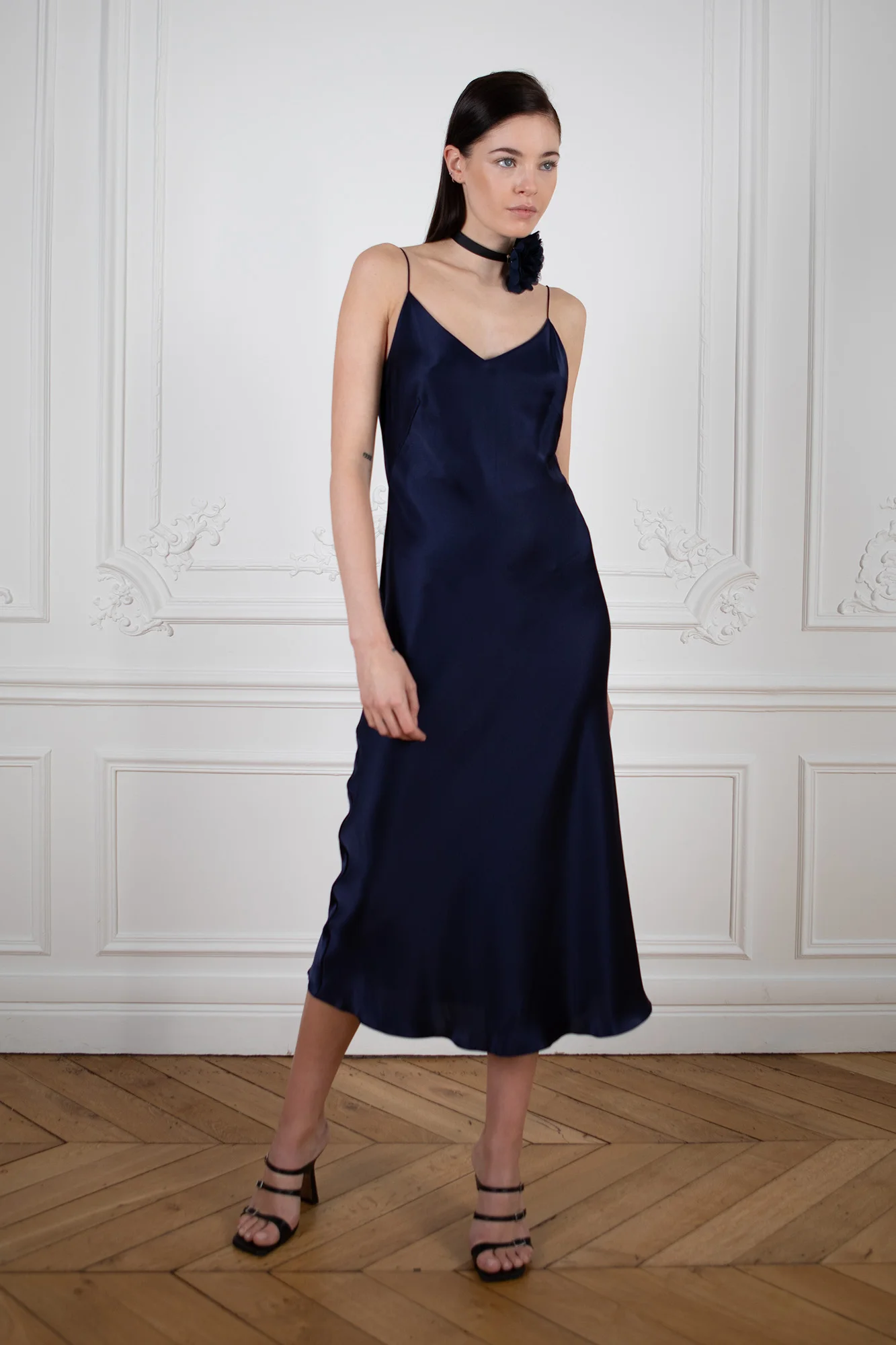 Original Midi Silk Dress Navy