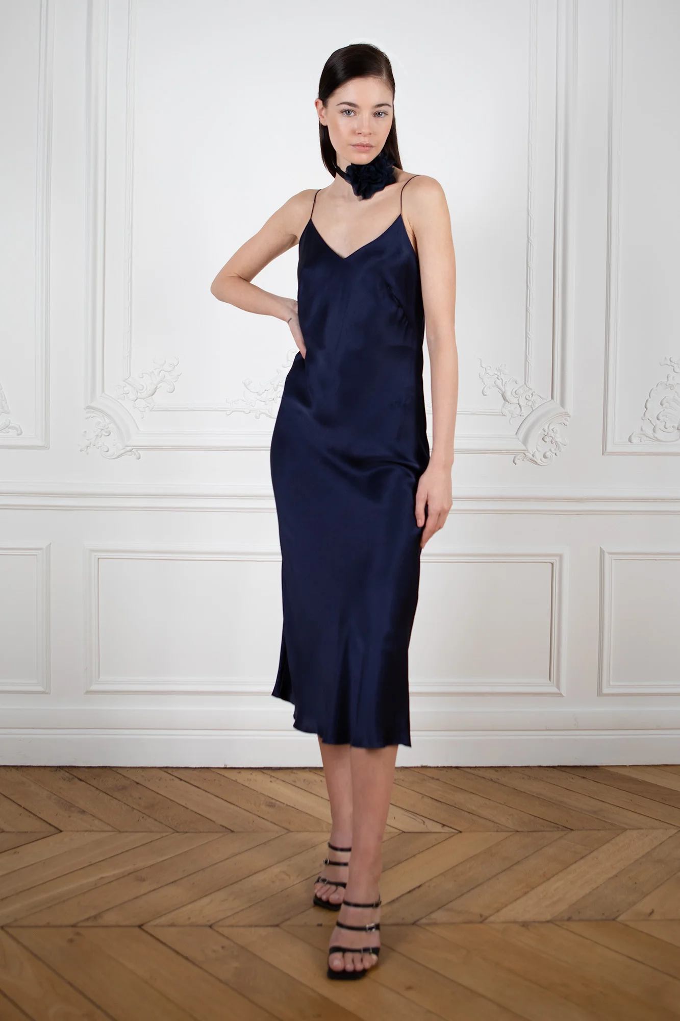 Original Midi Silk Dress Navy