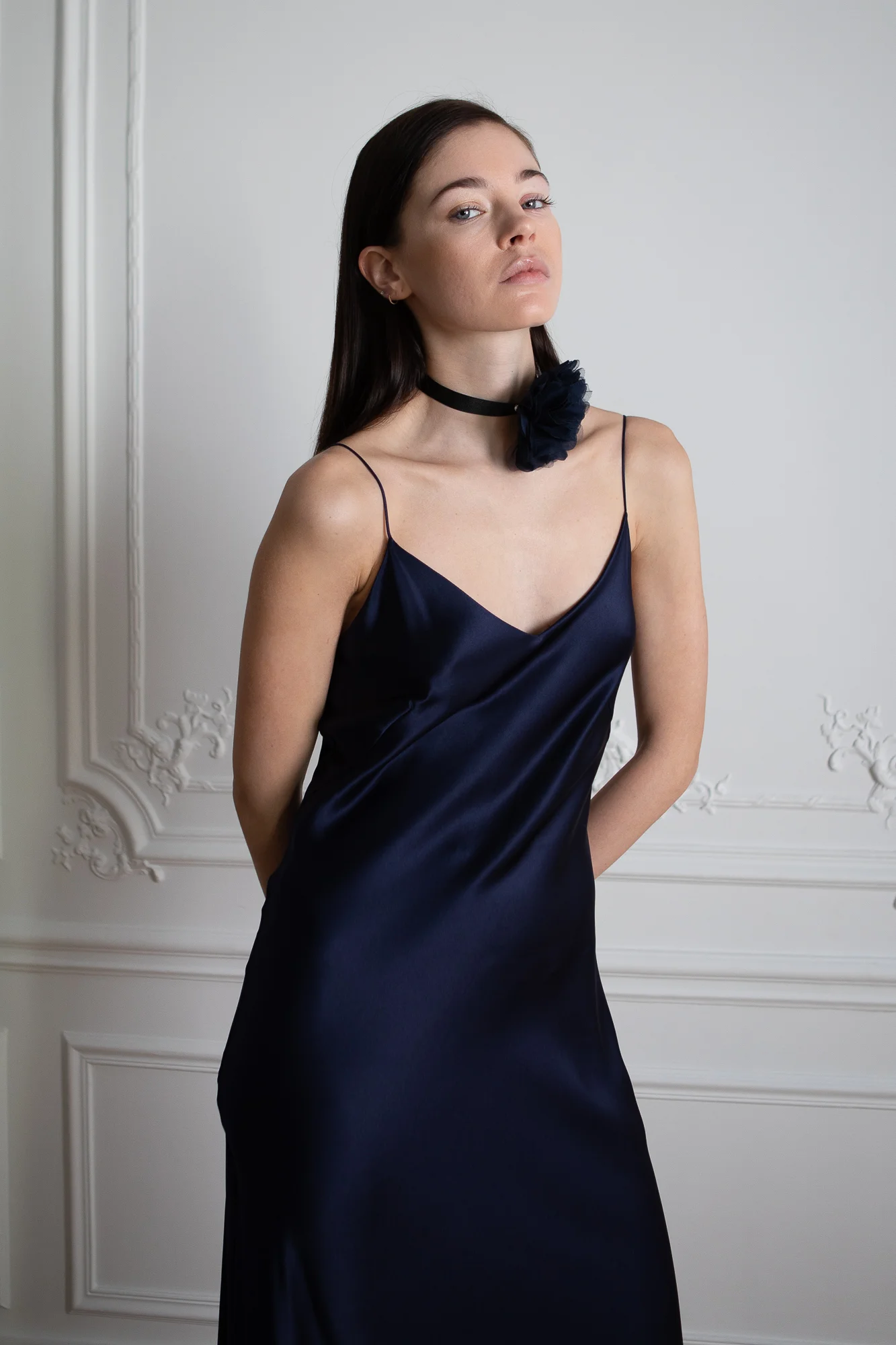 Original Midi Silk Dress Navy